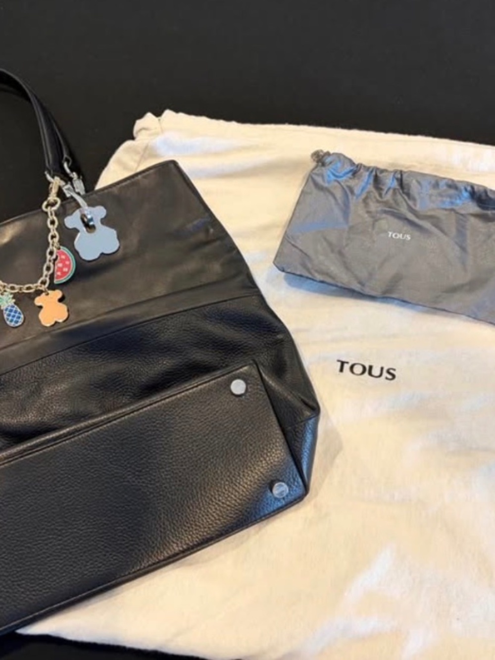 TOUS leather tote bag laptop work bag with charms